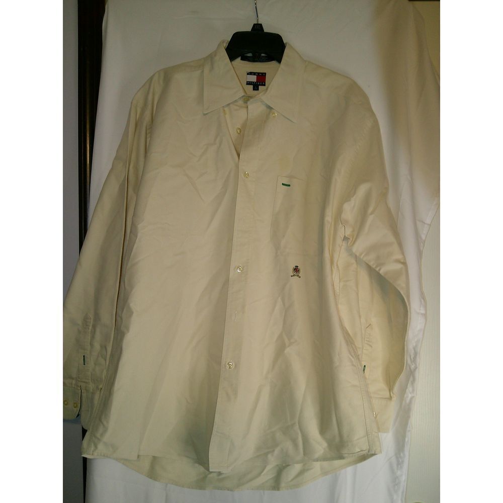 Tommy Hilfiger Vintage Cream Button-Down Dress Shirt Casual Business Wear
